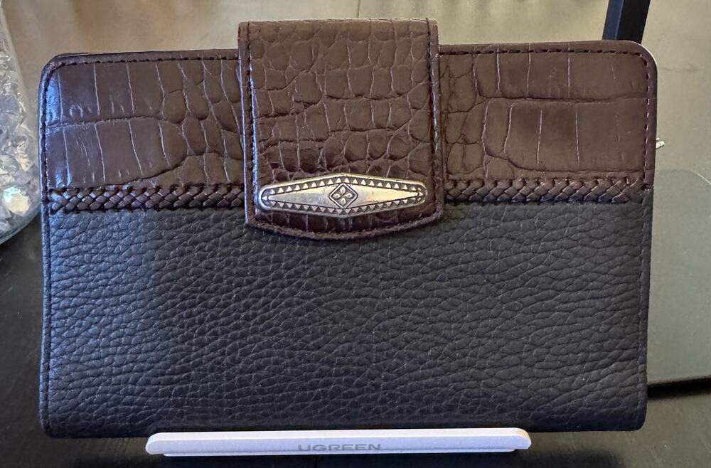 Brighton Pebbled Leather Croc Embossed Bifold Organizer Wallet